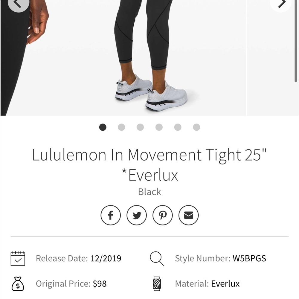 Lululemon In Movement Tight 25" *Everlux Black 6 - Picture 13 of 13